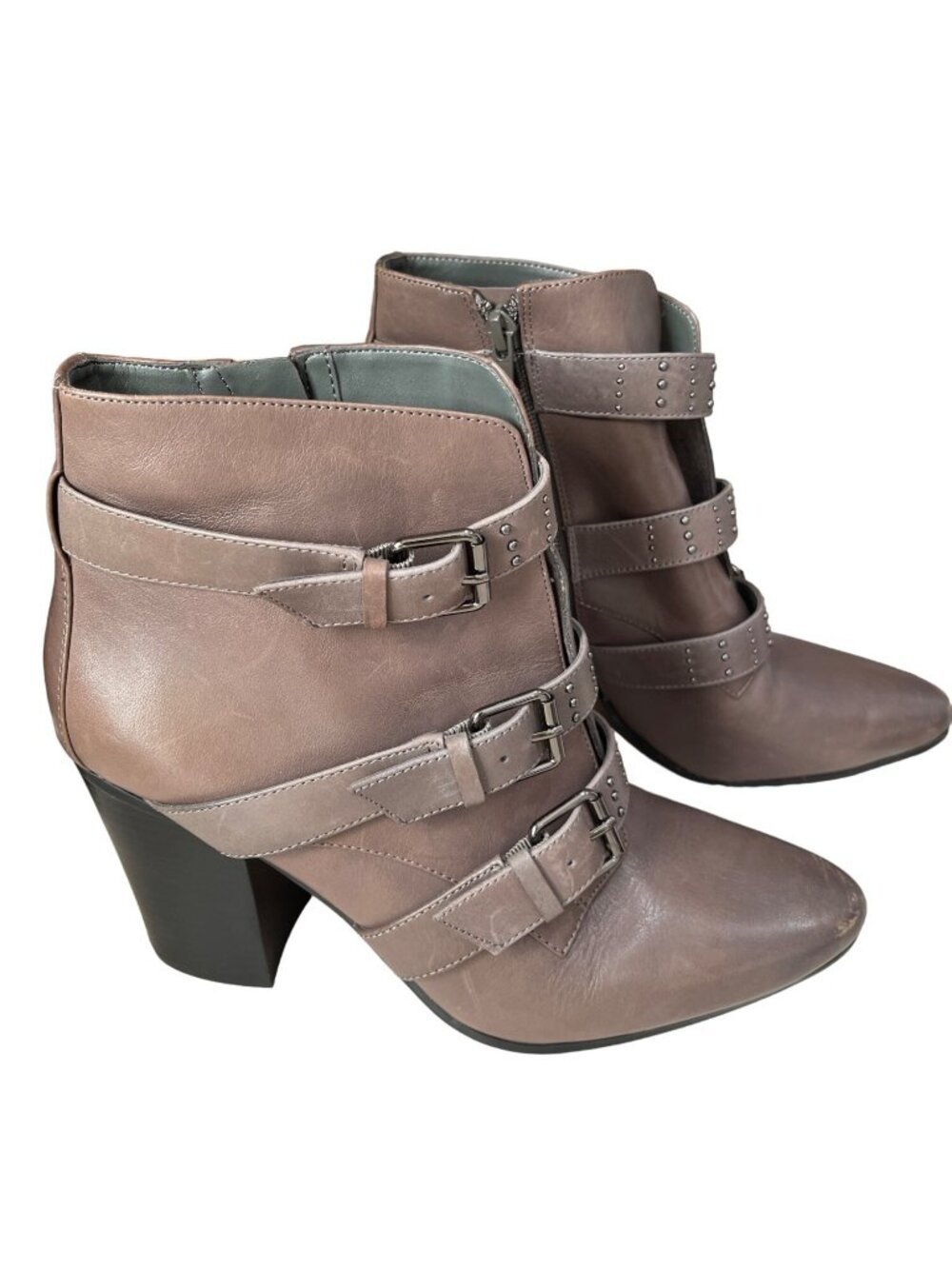 Aerosoles Square Away Leather Booties Women’s 9.5 Brown Ankle Boots Buckle